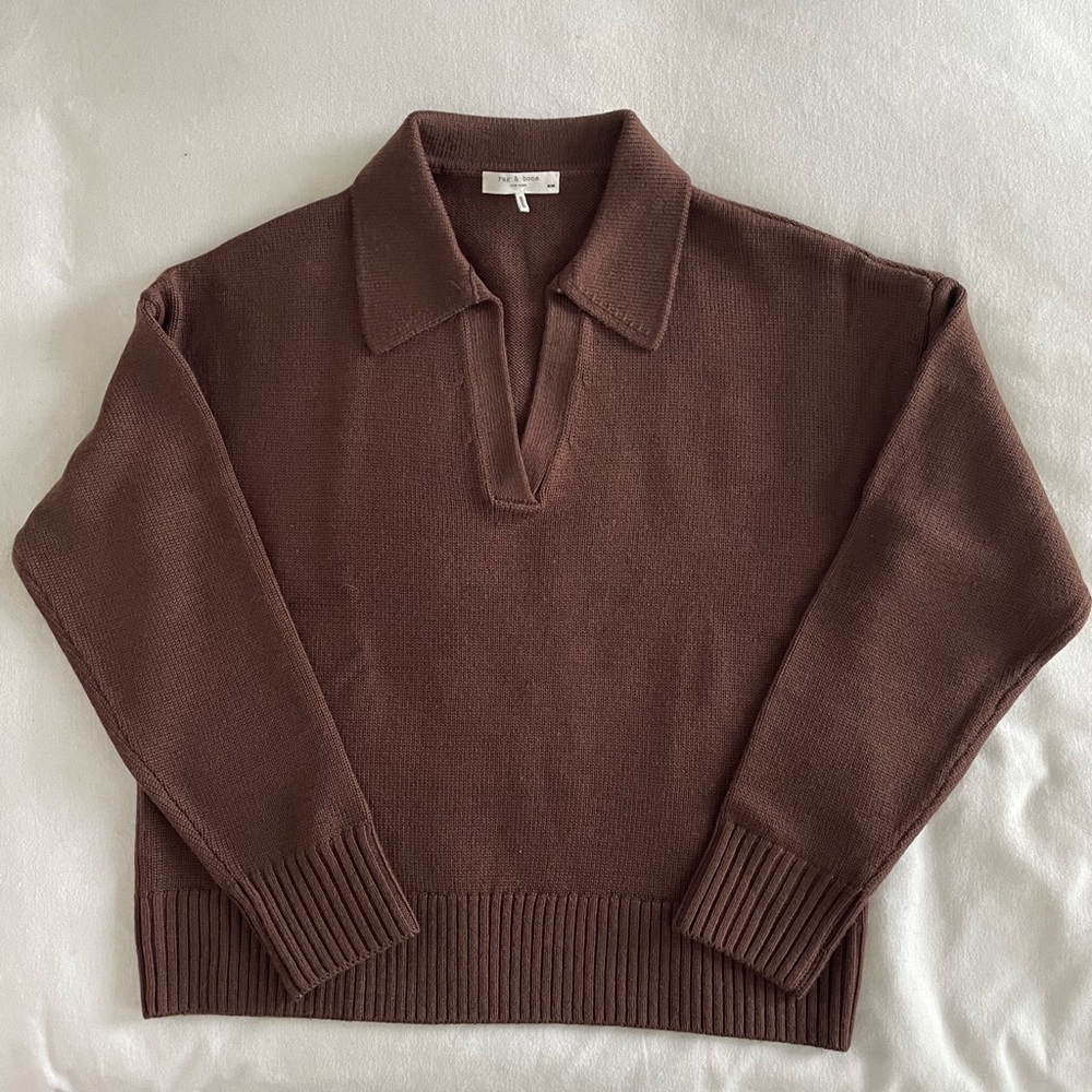 Rag & Bone Gretchin Johnny Collar Rib-Knit Sweater